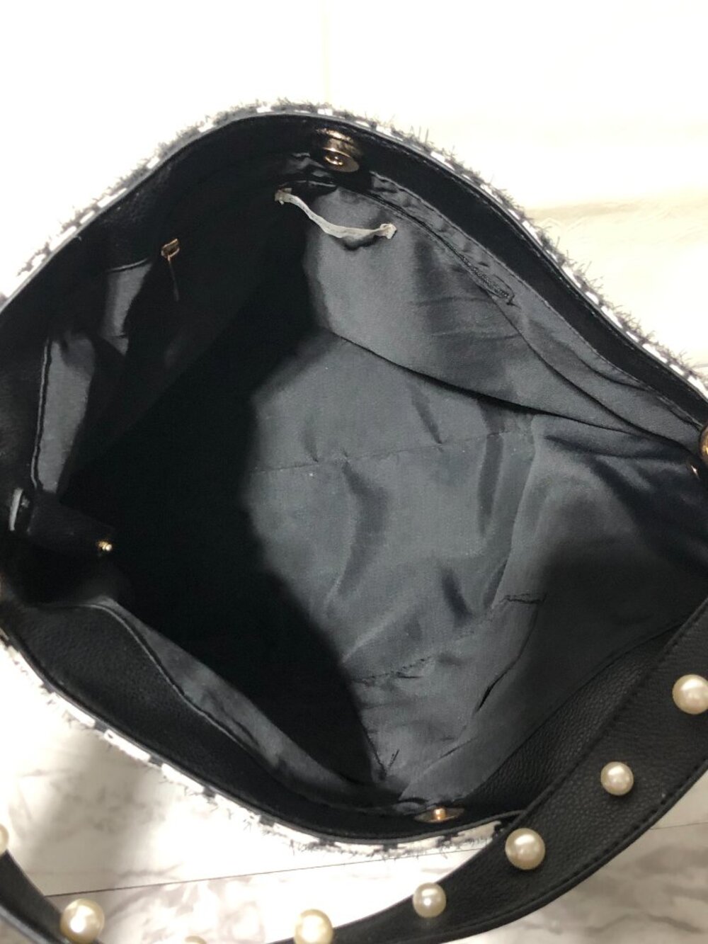 Vintage Cato Hounds Tooth Hobo Handbag Shoulder Bag Black White - Picture 6 of 9